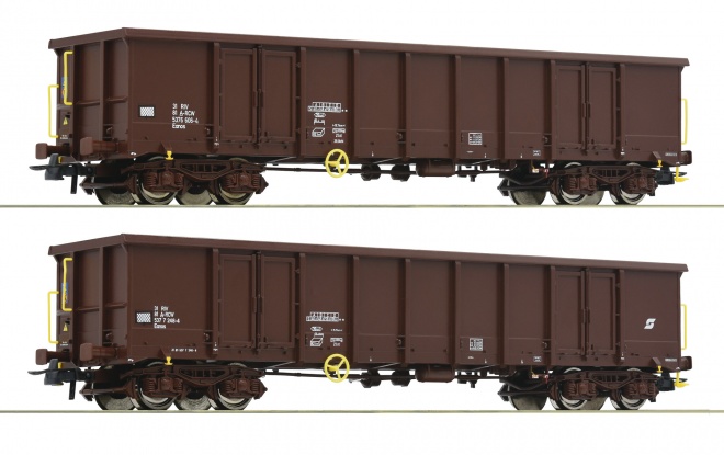 Set of 2 gondola cars type Eanos with load<br /><a href='images/pictures/Roco/Roco-76075.jpg' target='_blank'>Full size image</a>